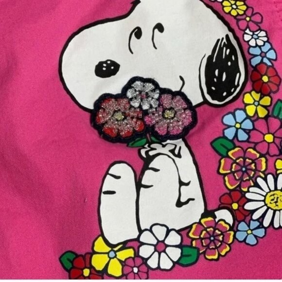 Peanuts Snoopy Woodstock Pink Denim Jacket With Floral Details - Picture 4 of 8